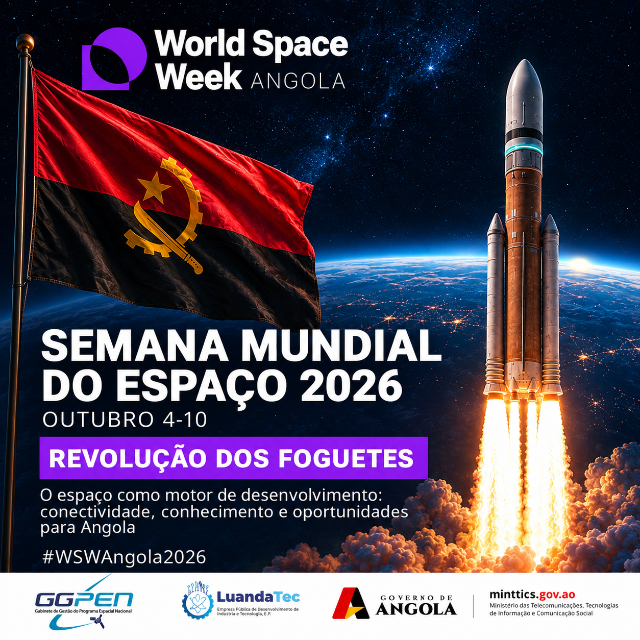 Angola celebra Semana Mundial do Espaço 2026